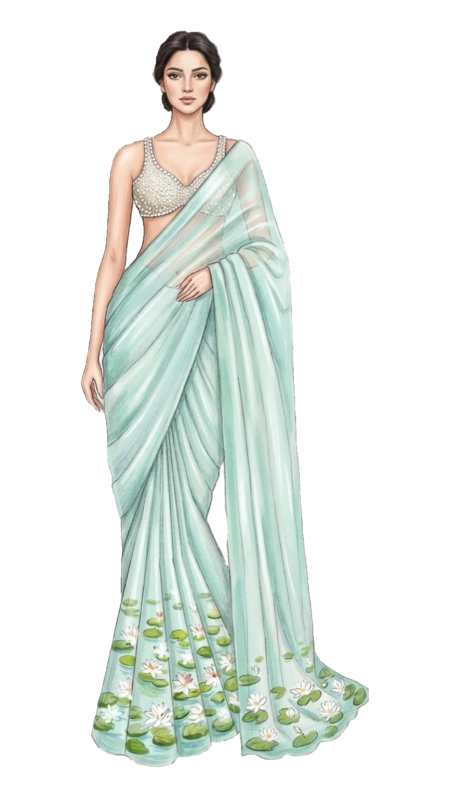 Lilypad — shapla-inspired saree design