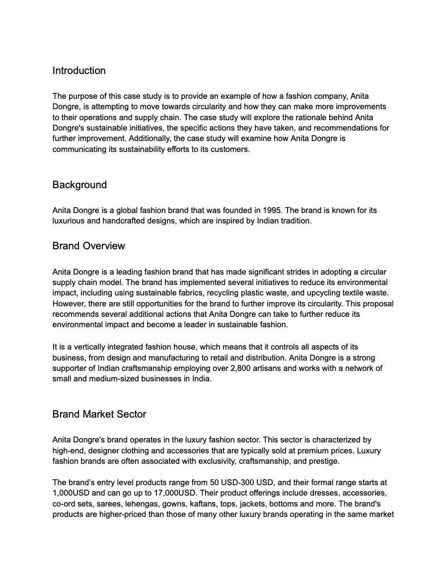 Anita Dongre case study first page