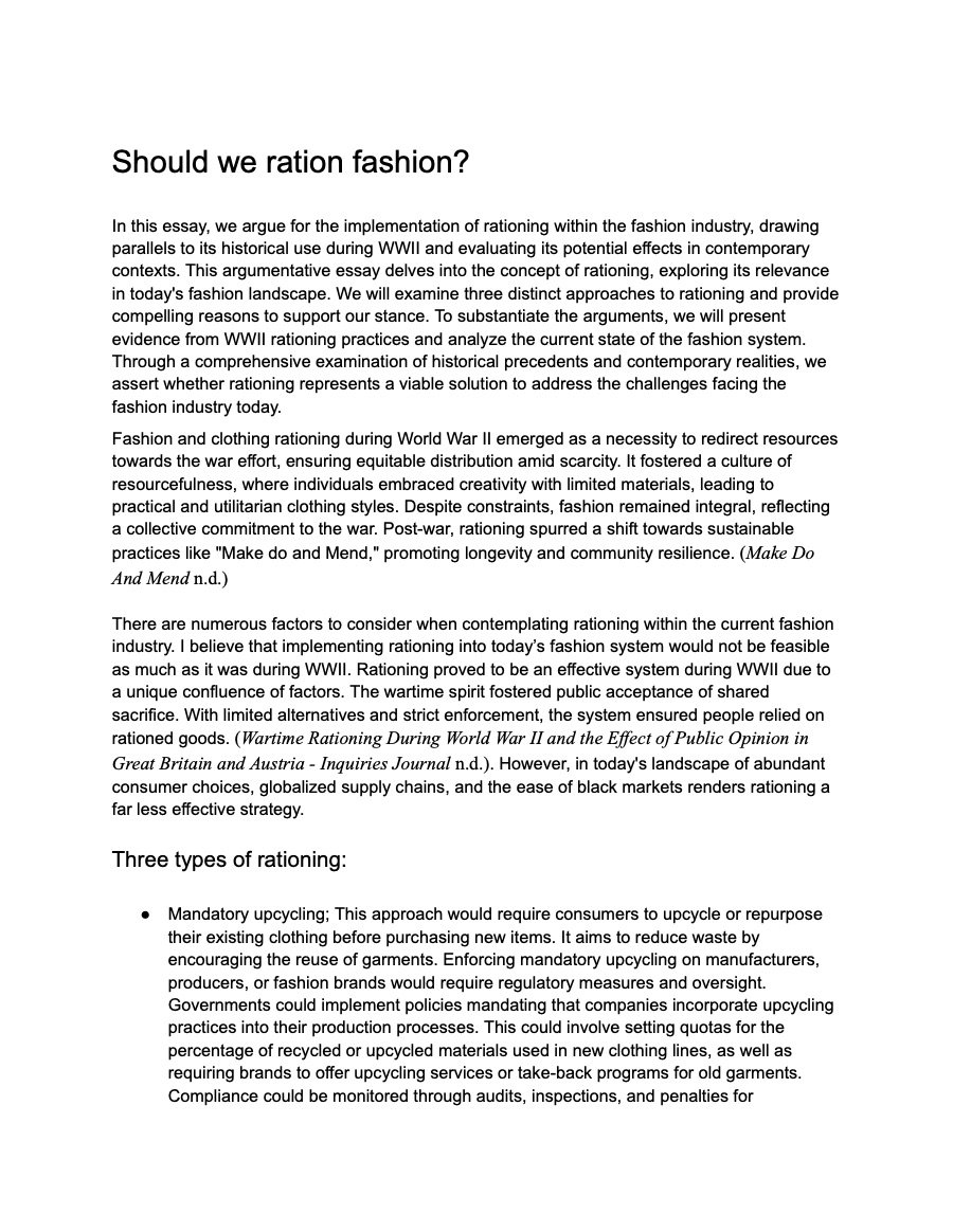 Should we ration fashion first page